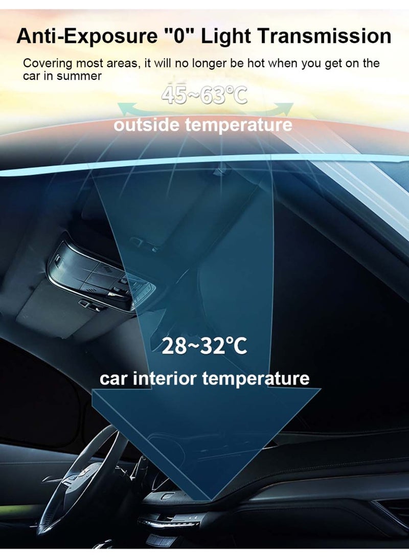 Car Windshield Sunshade with Storage Pouch, Car Window Sunshade for Sun Heat Protection and Block UV Rays, Keep Vehicle Cooler | Universal Fit for Most of Cars, Small Sedans, Mini SUVs, Hatchbacks - Image 5